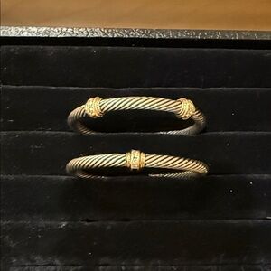 David Yurman Gold and Silver Twisted Bracelet pair